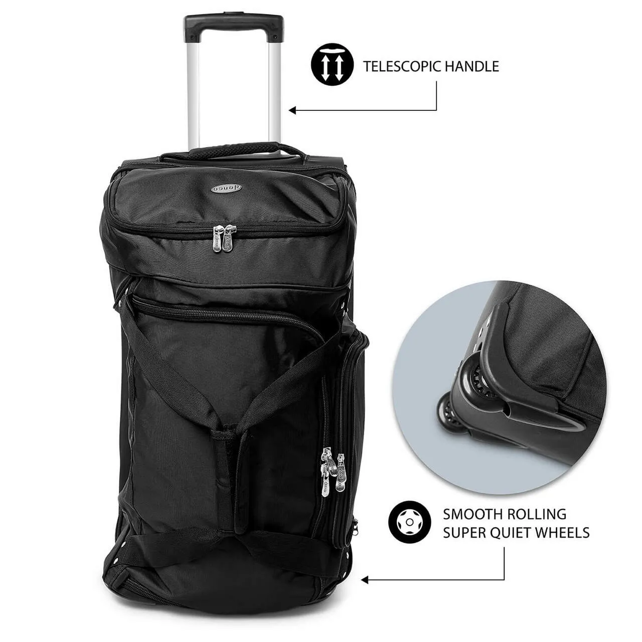 Atlanta Falcons 27" Black Rolling Drop Bottom Duffel