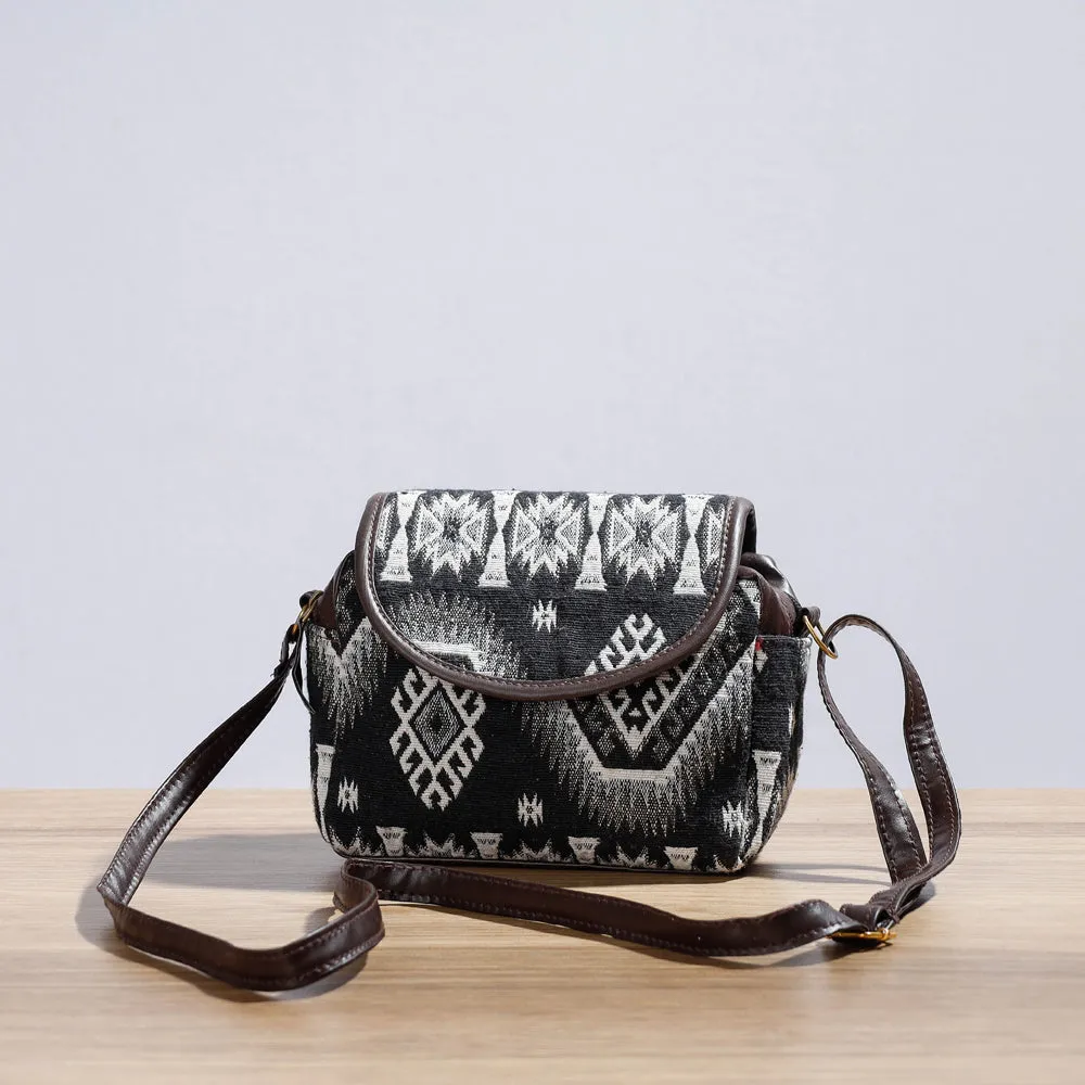 Black - Kutch Handcrafted Woven Cotton Cross Body Bag