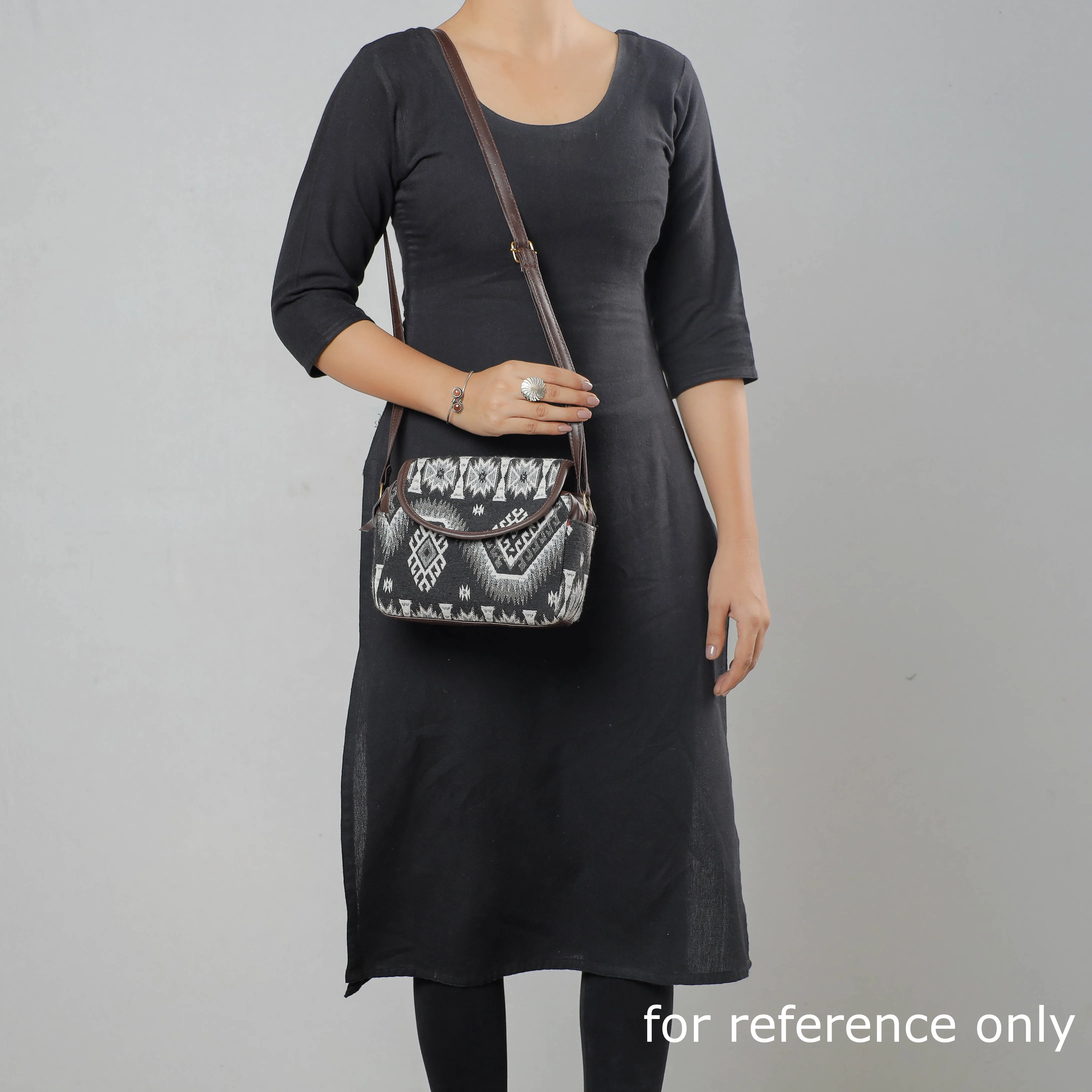 Black - Kutch Handcrafted Woven Cotton Cross Body Bag