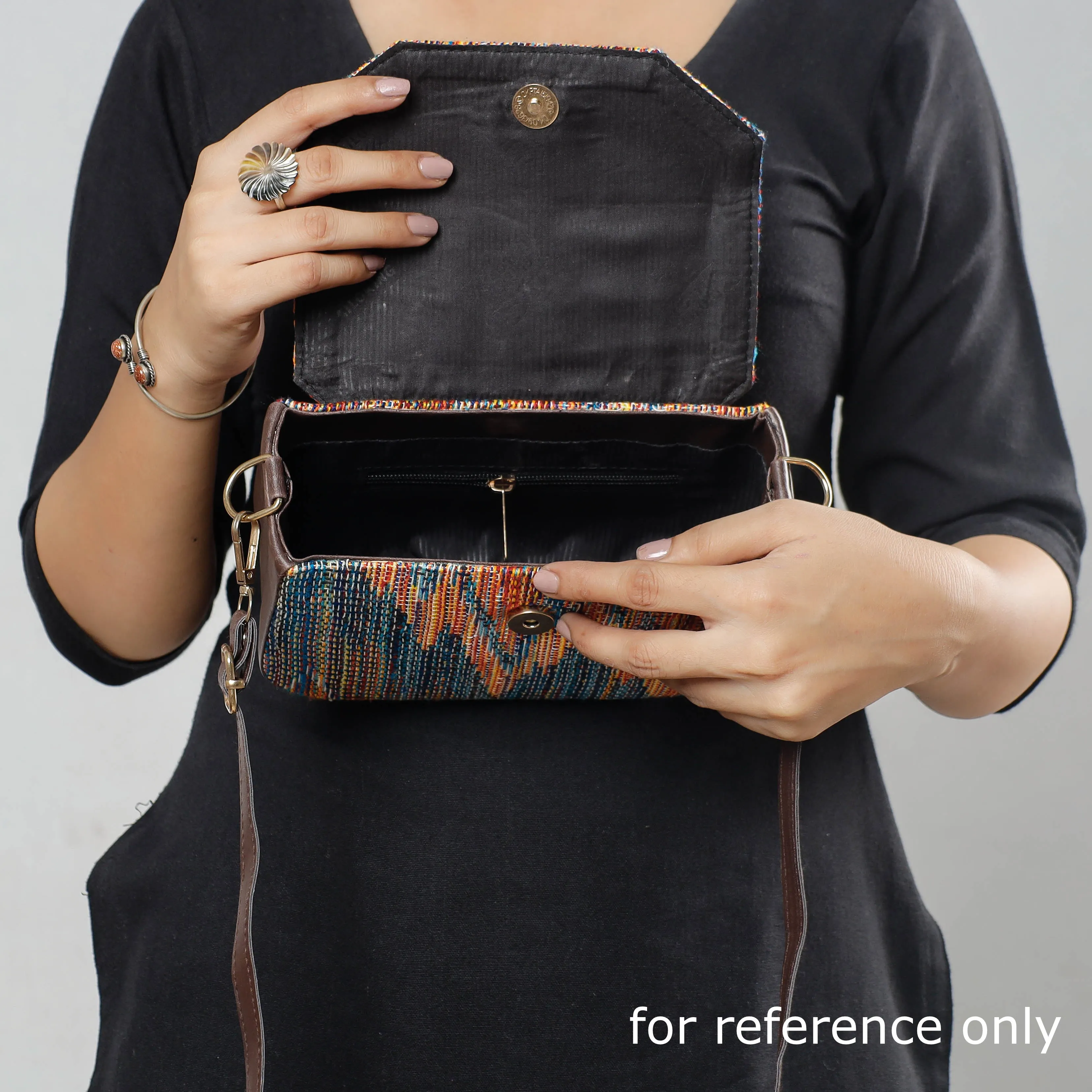Black - Kutch Handcrafted Woven Cotton Sling Bag