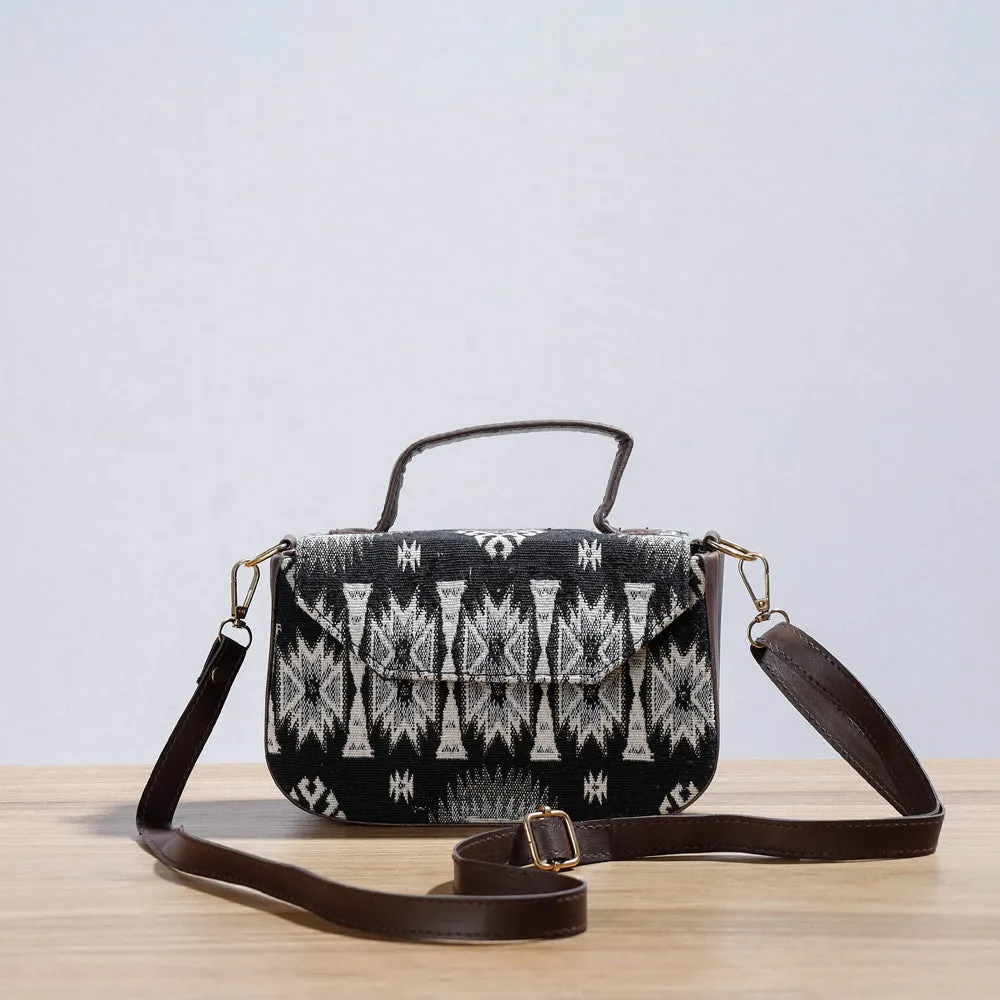 Black - Kutch Handcrafted Woven Cotton Sling Bag