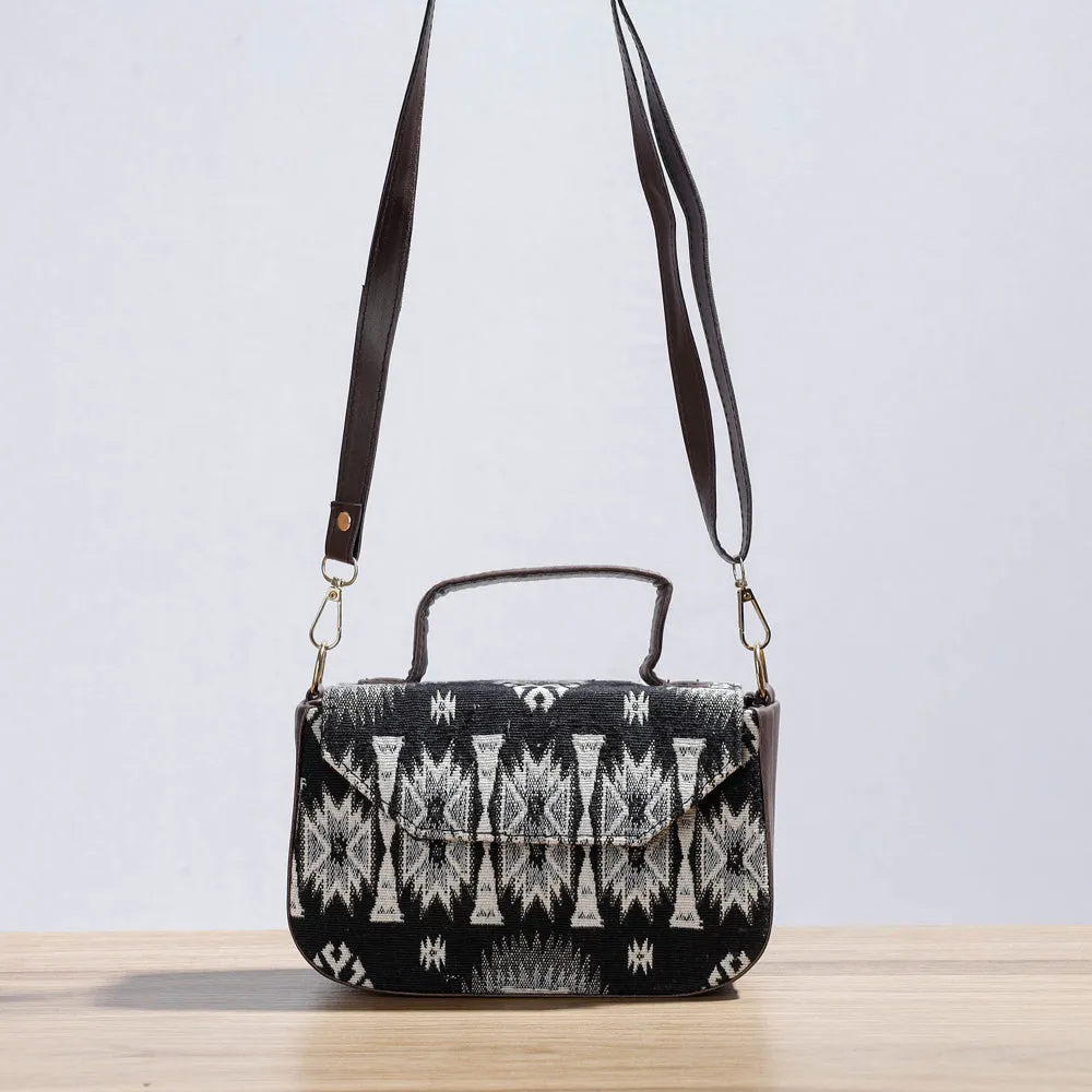 Black - Kutch Handcrafted Woven Cotton Sling Bag