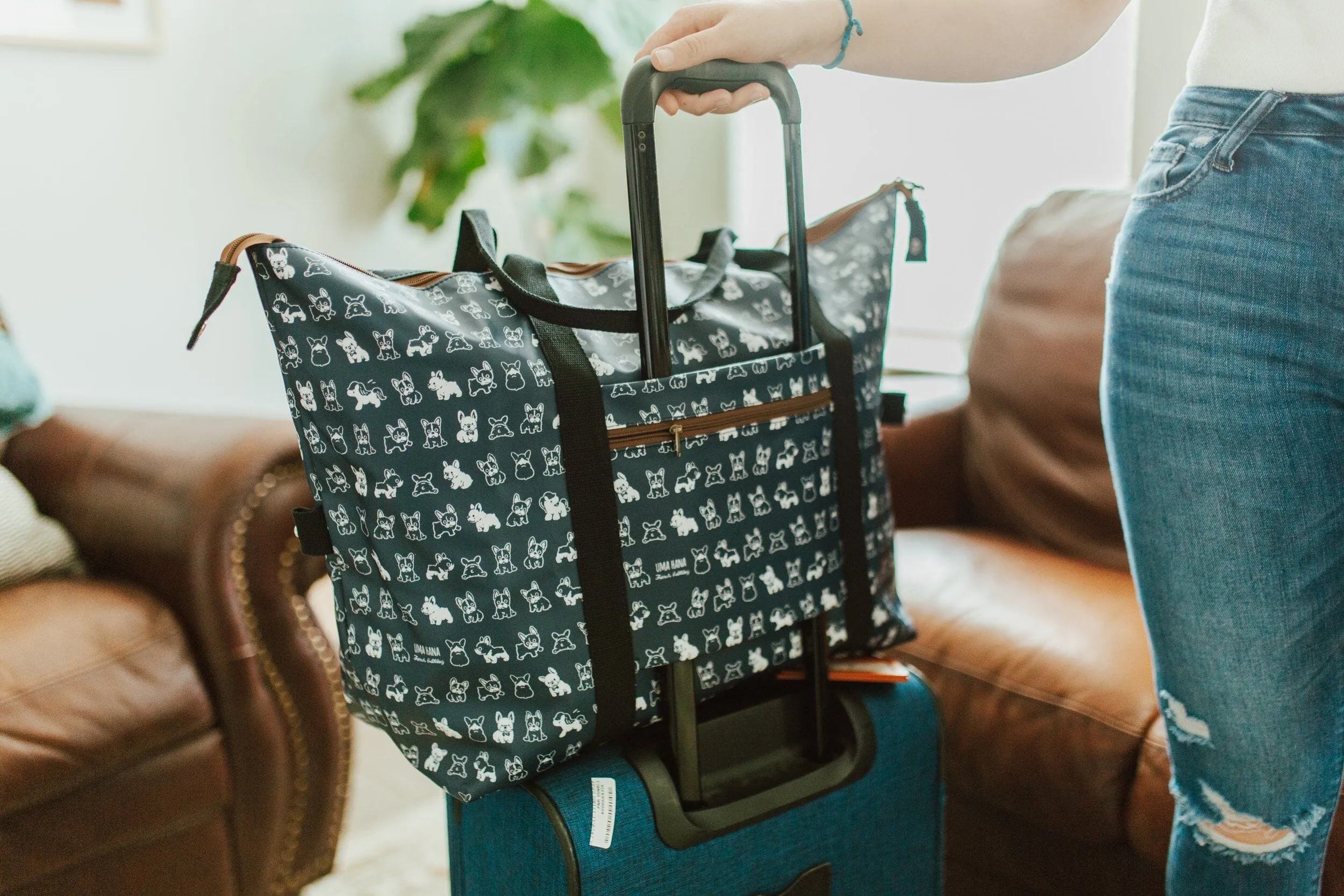 Blue Corgis & Coffee Extra Large Travel Tote