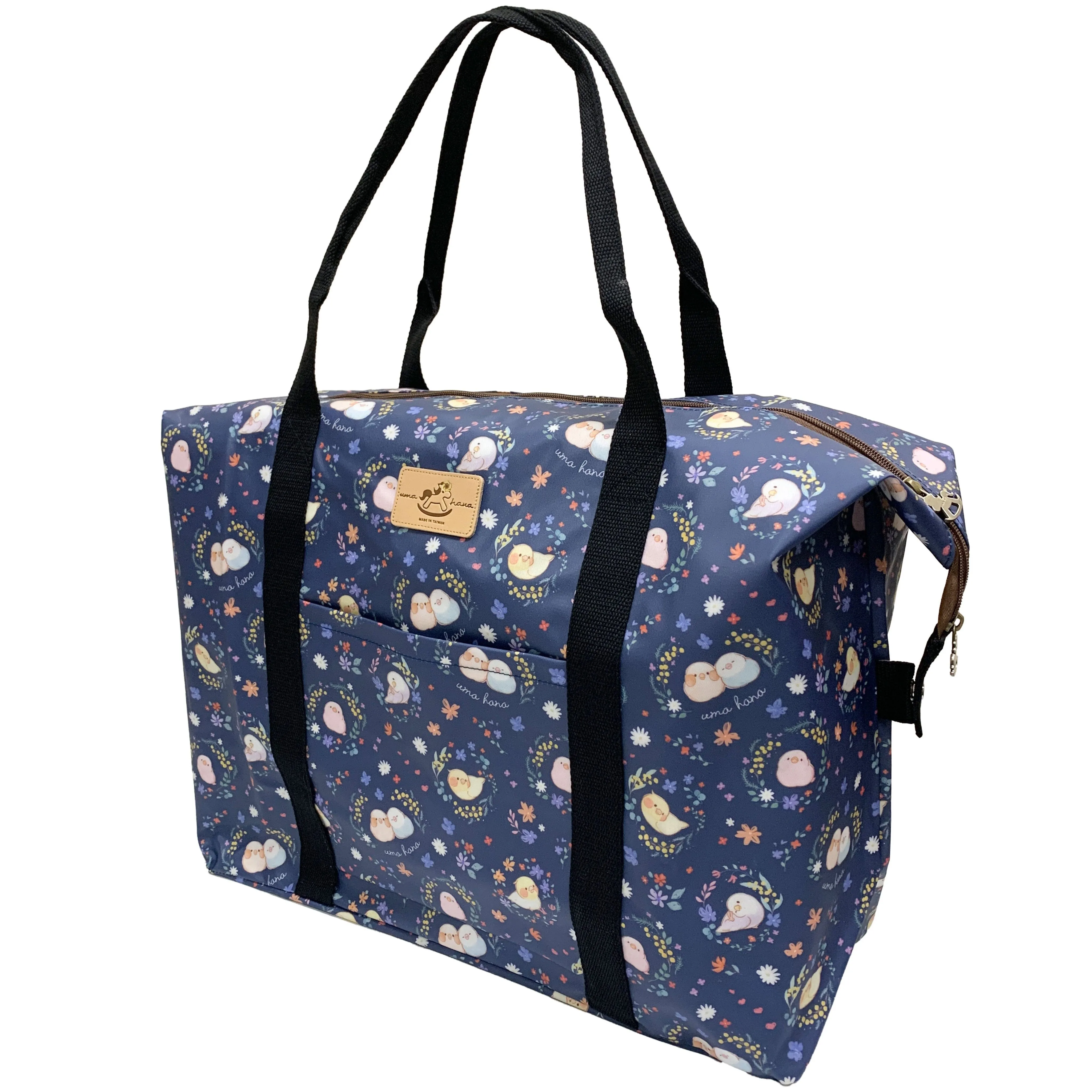 Blue Floral Birds Extra Large Travel Tote