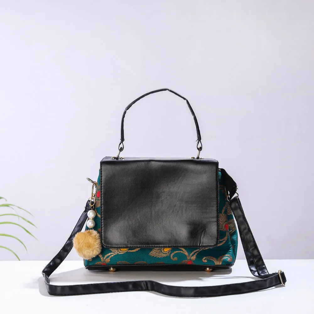 Blue - Handmade Cotton Hand Bag with Keychain