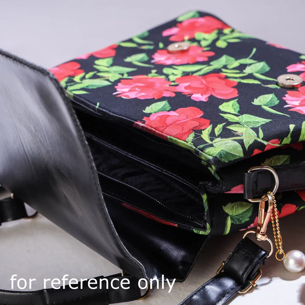 Blue - Handmade Cotton Hand Bag with Keychain