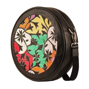 Genuine Leather Handcrafted Circle Sling Bag Women (Black)