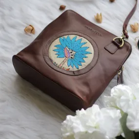 Genuine Leather Handcrafted Small Sling Bag Women (Brown)