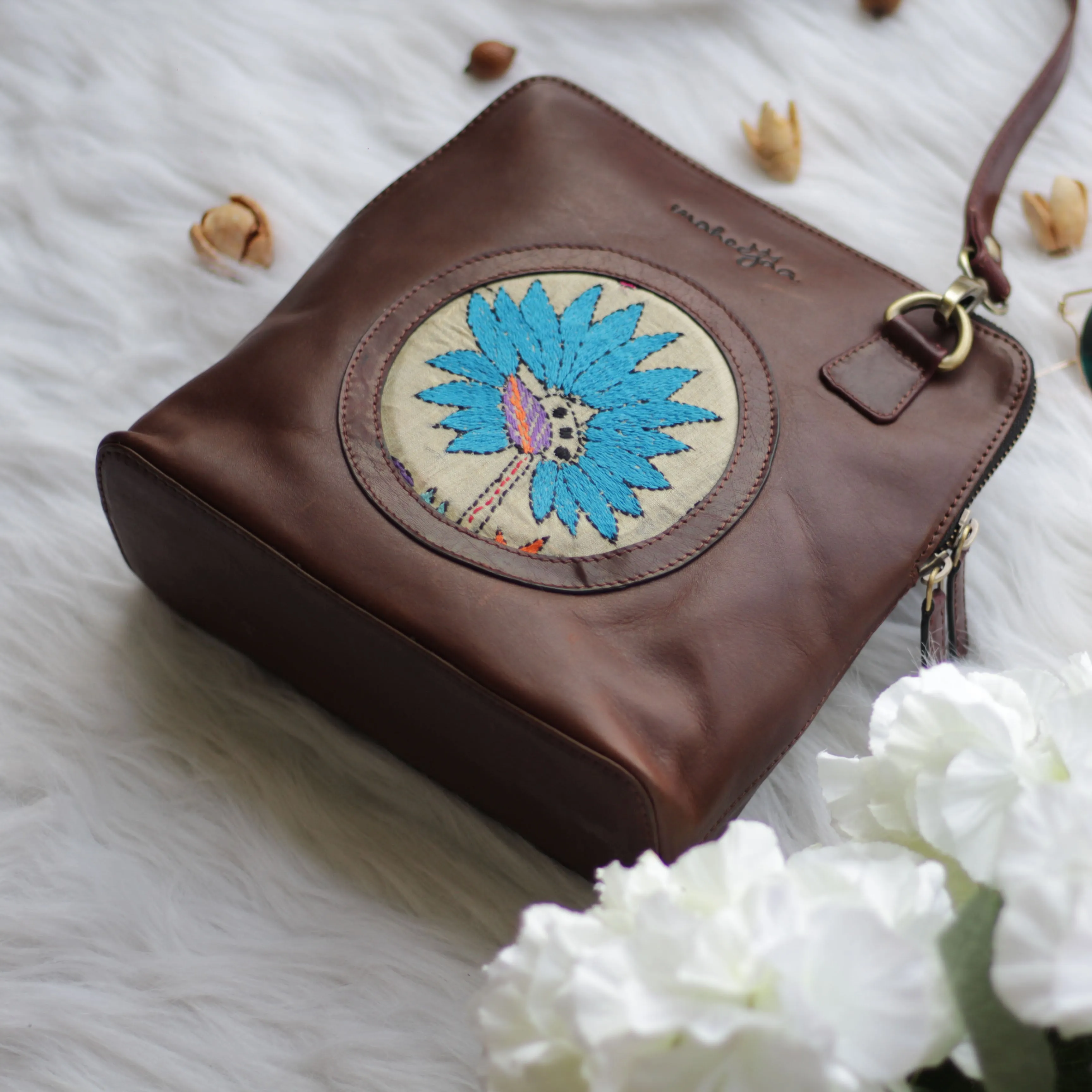 Genuine Leather Handcrafted Small Sling Bag Women (Brown)