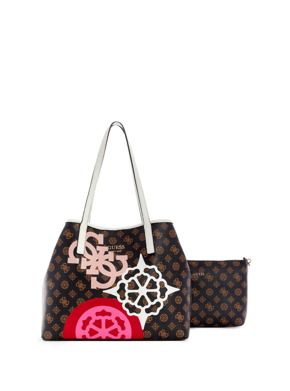Mocha Brown Graphic Vikky Tote Bag