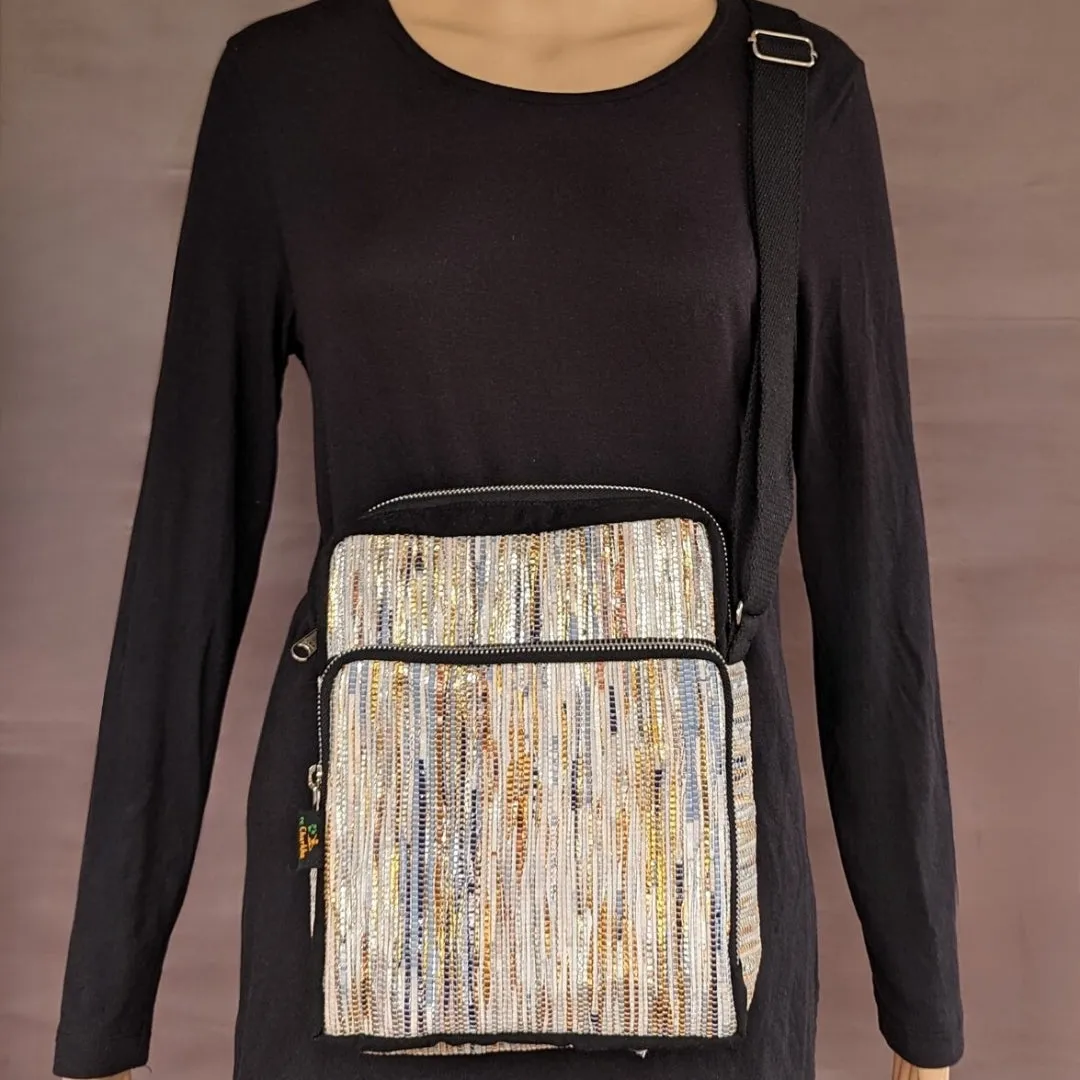 Multicolored Shimmery Upcycled Handwoven Cross Body Sling (CBS0824-005) PS_W