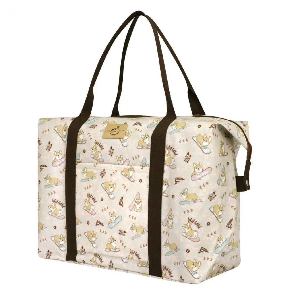 Pink Snow Corgi Extra Large Travel Tote