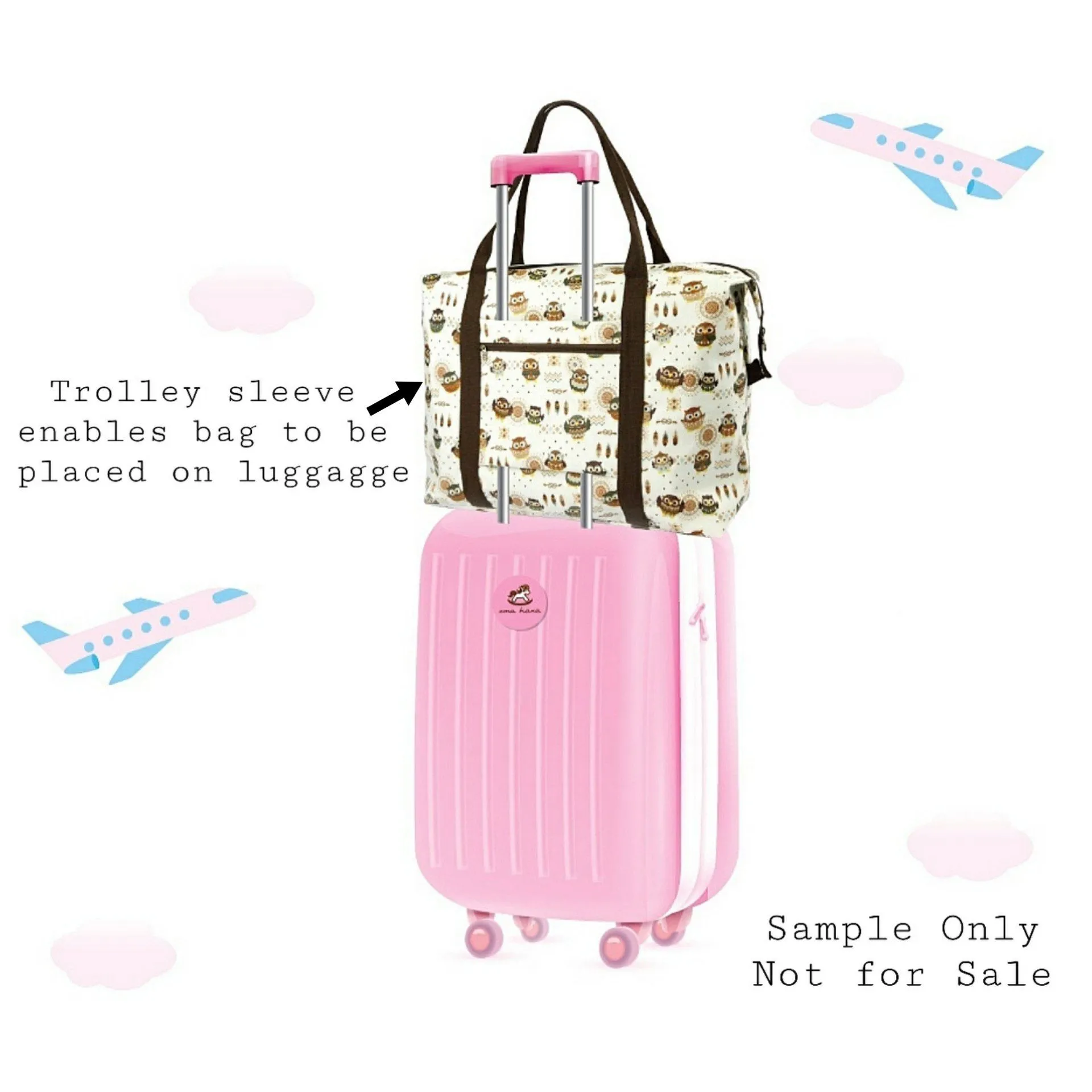 Pink Snow Corgi Extra Large Travel Tote
