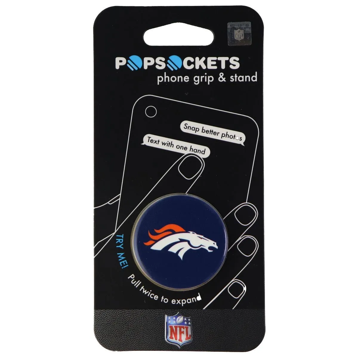 PopSockets PopGrip Expanding Stand and Grip with Swappable Top - Broncos Helmet