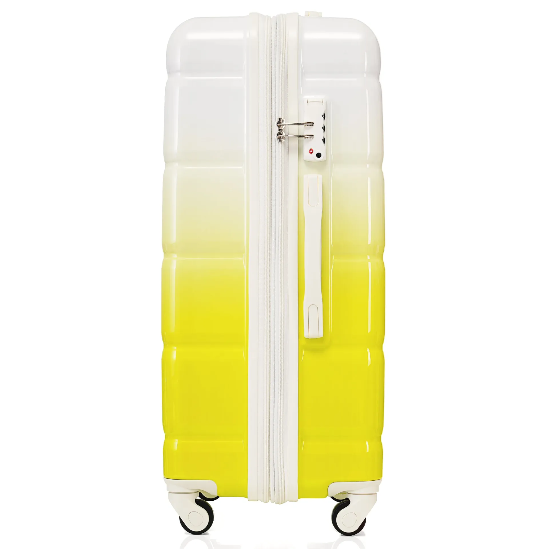 Vibrant Lemon Yellow 3-Piece Luggage Set with USB Charging Port and Cup Holder – Durable Spinner Suitcases, Airline Approved!